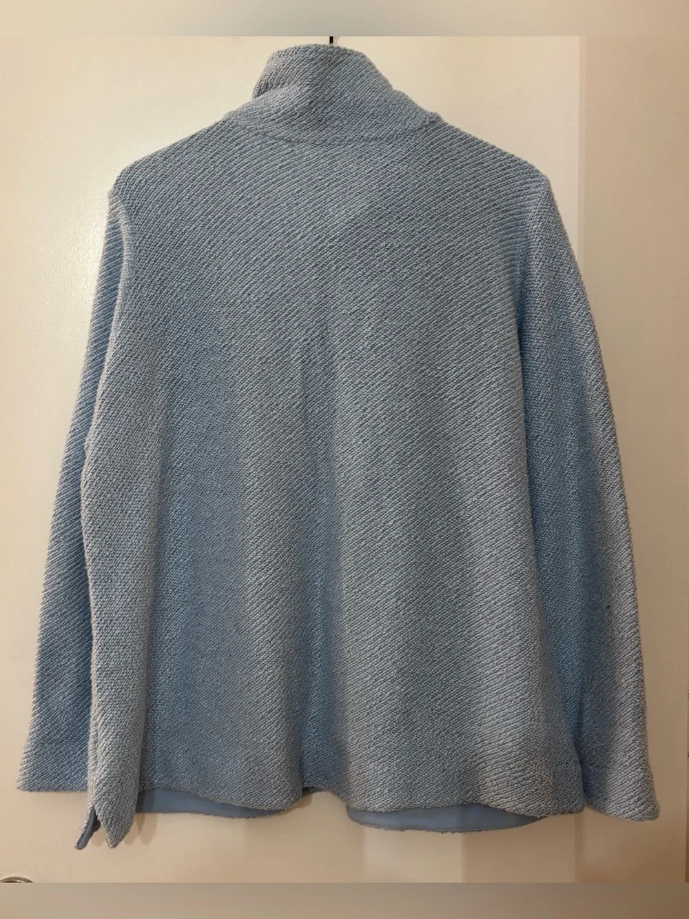 Soft Surroundings Light Blue Textured Loose Knit Cotton Quarter Zip Sweater PXL